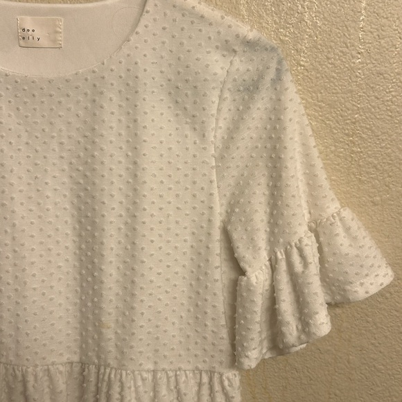 Dee Elly Women White Swiss Dot Short Sleeve Dress Size Small - Picture 2 of 6